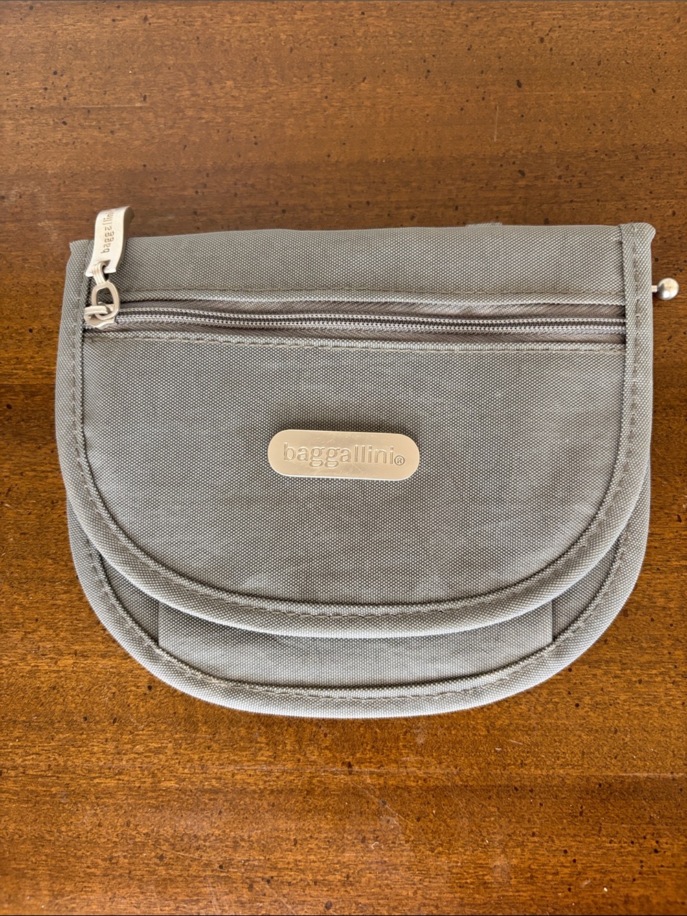 Baggallini Mini On the Go Light Gray Zip Front Wallet Organizer Bag NO STRAP